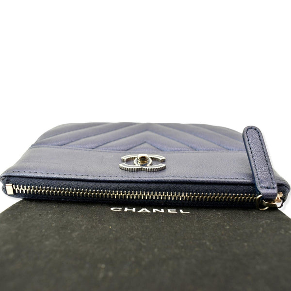 CHANEL Small Vintage Mademoiselle Leather Cosmetic Case Blue