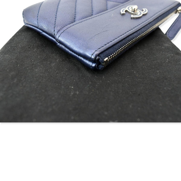 CHANEL Small Vintage Mademoiselle Leather Cosmetic Case Blue