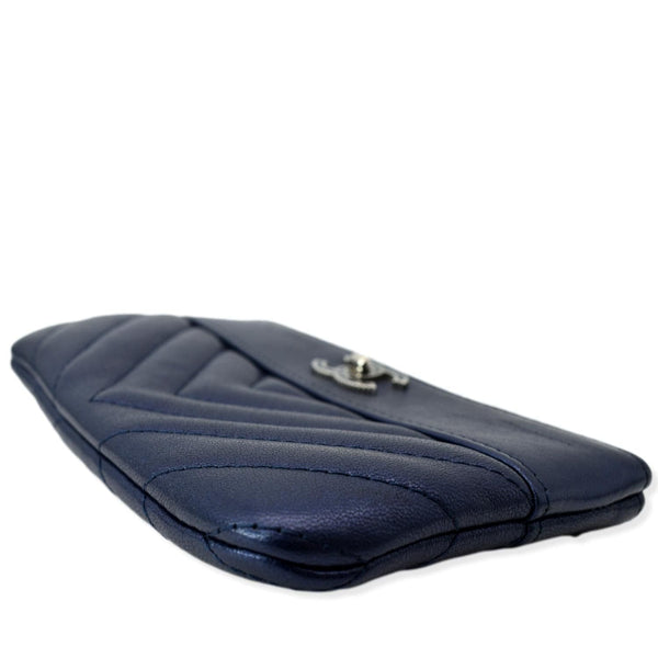 CHANEL Small Vintage Mademoiselle Leather Cosmetic Case Blue