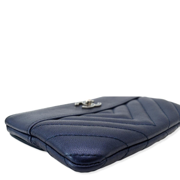 CHANEL Small Vintage Mademoiselle Leather Cosmetic Case Blue