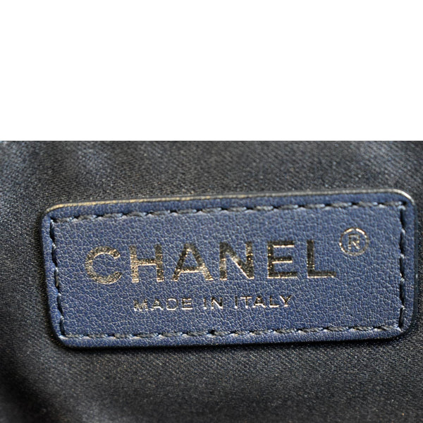 CHANEL Navy Quilted Patent Leather Accordion Flap Bag