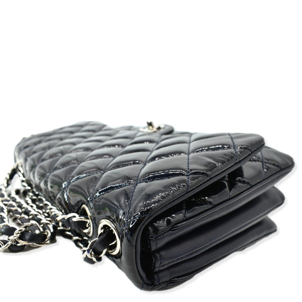 CHANEL Navy Quilted Patent Leather Accordion Flap Bag