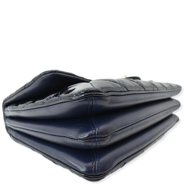 CHANEL Navy Quilted Patent Leather Accordion Flap Bag