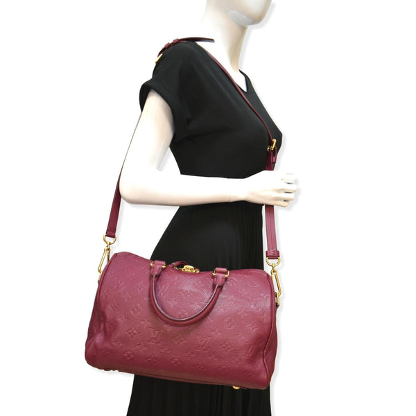 LOUIS VUITTON Speedy 30 Bandouliere Monogram Leather Shoulder Bag Aurore Burgundy