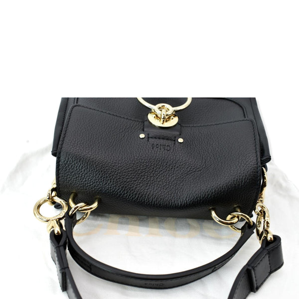 CHLOE Tess Day Front Flap Calfskin Leather Crossbody Bag Black