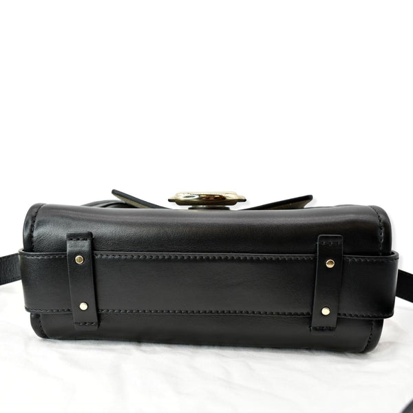 CHLOE Tess Day Front Flap Calfskin Leather Crossbody Bag Black