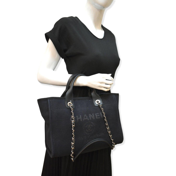 CHANEL Deauville Shopping Tote Bag Black