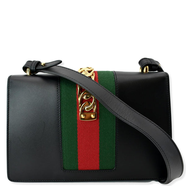 GUCCI Sylvie Small Leather Shoulder Bag Black