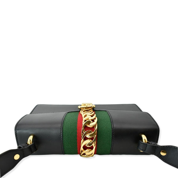 GUCCI Sylvie Small Leather Shoulder Bag Black