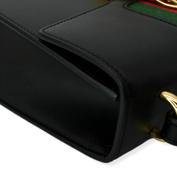 GUCCI Sylvie Small Leather Shoulder Bag Black
