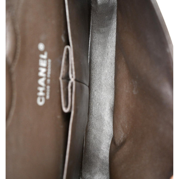 CHANEL Classic Medium Double Flap Caviar Leather Shoulder Bag Chocolate