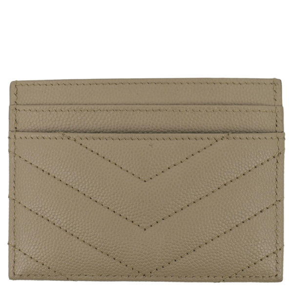 YVES SAINT LAURENT Monogram Grain Leather Card Case Beige