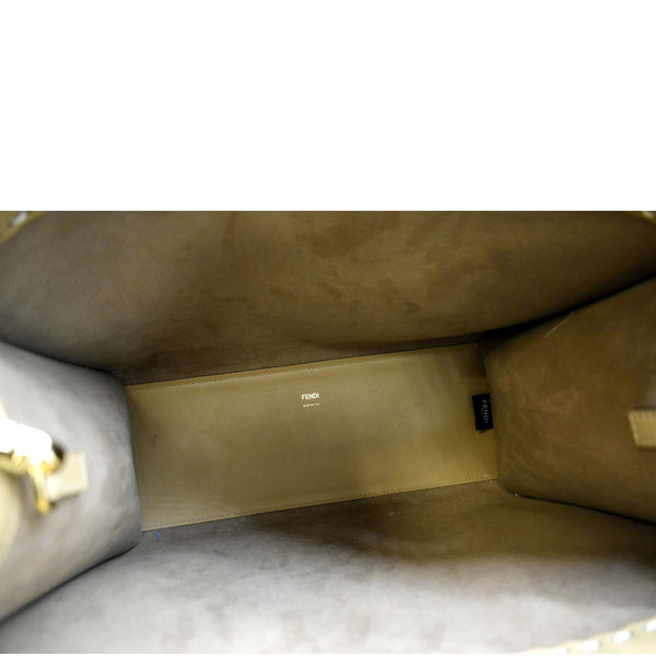 FENDI Sunshine Plexiglass Leather Shopper Tote Bag Tan
