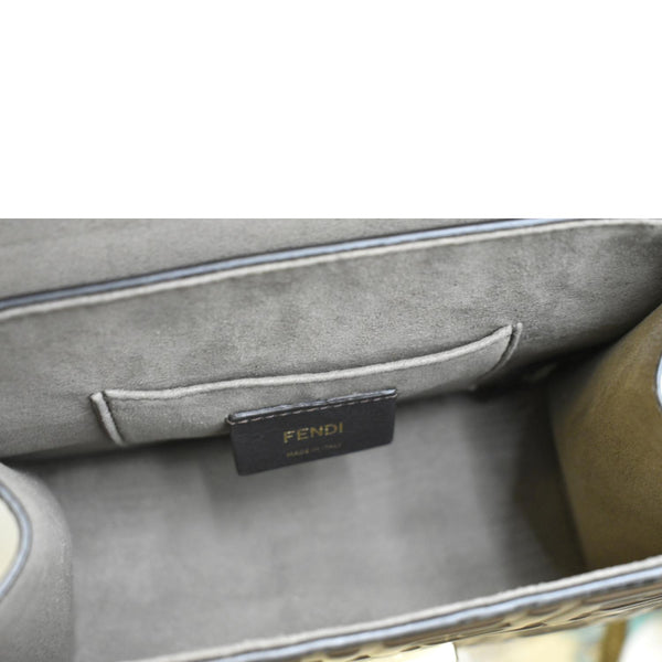 Fendi Kan I F Zucca Leather Shoulder Bag Brown - Inside