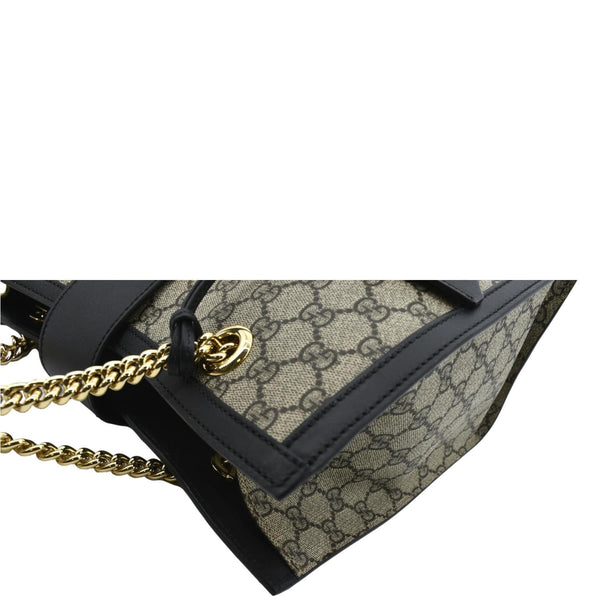 GUCCI Padlock Medium GG Supreme Canvas Shoulder Bag Black 479197