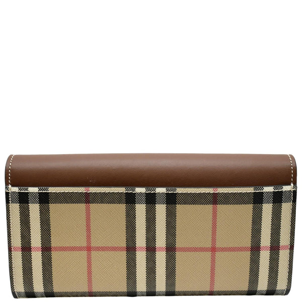 BURBERRY Continental Vintage Leather Check Wallet Brown