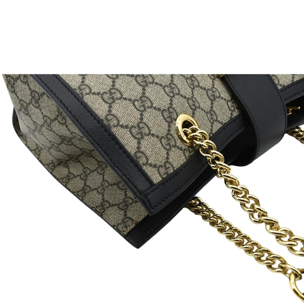 GUCCI Padlock Medium GG Supreme Canvas Shoulder Bag Black 479197