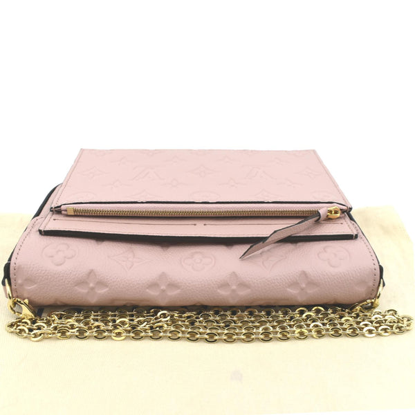 LOUIS VUITTON Pochette Felicie Monogram Empreinte Leather Chain Wallet Rose Poudre