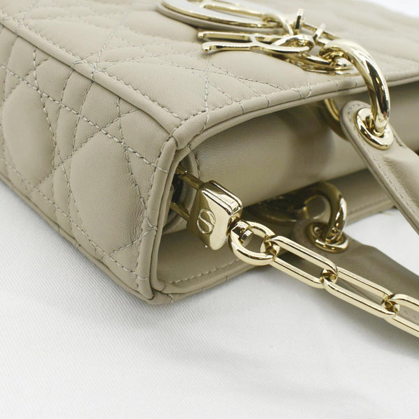 CHRISTIAN DIOR Lady D-Joy Medium Cannage Lambskin Chain Shoulder Bag Sand
