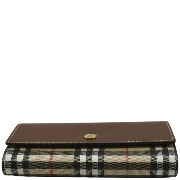 BURBERRY Continental Vintage Leather Check Wallet Brown