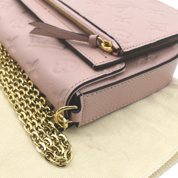 LOUIS VUITTON Pochette Felicie Monogram Empreinte Leather Chain Wallet Rose Poudre