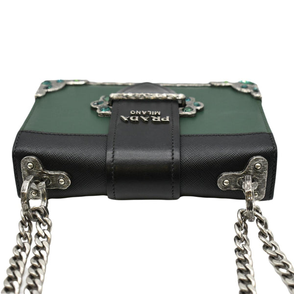 Prada Cahier Swarovski Crystals Leather Shoulder Bag - Top