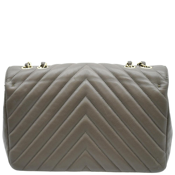 CHANEL Statement Medium Flap Quilted Chevron Crossbody Bag Khaki