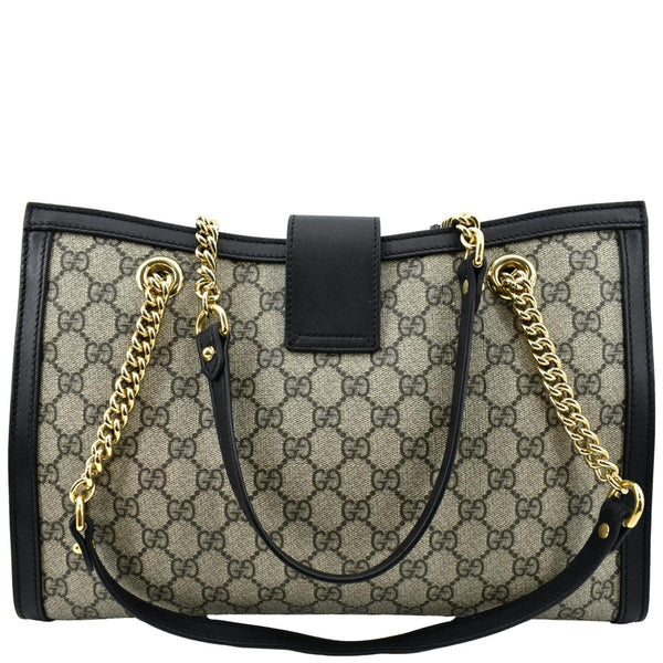 GUCCI Padlock Medium GG Supreme Canvas Shoulder Bag Black 479197
