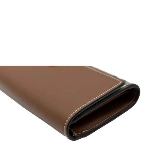 BURBERRY Continental Vintage Leather Check Wallet Brown