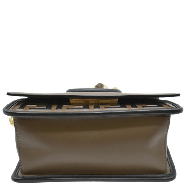 Fendi Kan I F Zucca Leather Shoulder Bag Brown - Bottom
