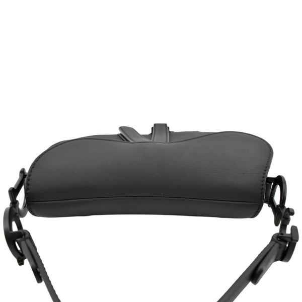 CHRISTIAN DIOR Saddle Calfskin Leather Satchel Bag Black