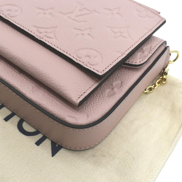 LOUIS VUITTON Pochette Felicie Monogram Empreinte Leather Chain Wallet Rose Poudre