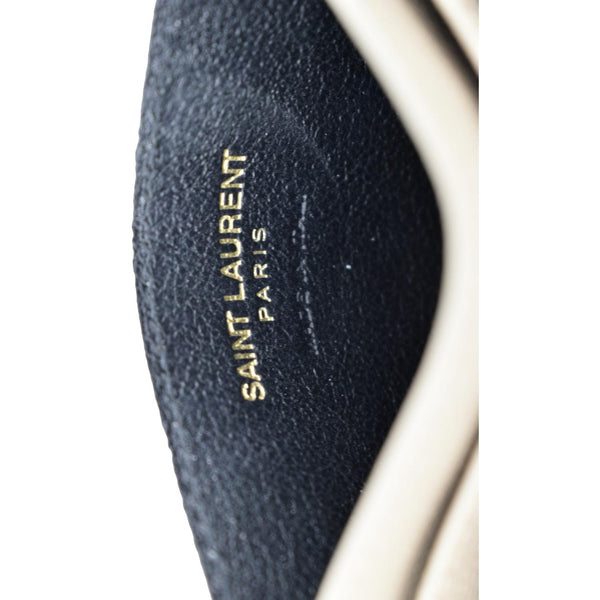 YVES SAINT LAURENT Monogram Grain Leather Card Case Beige