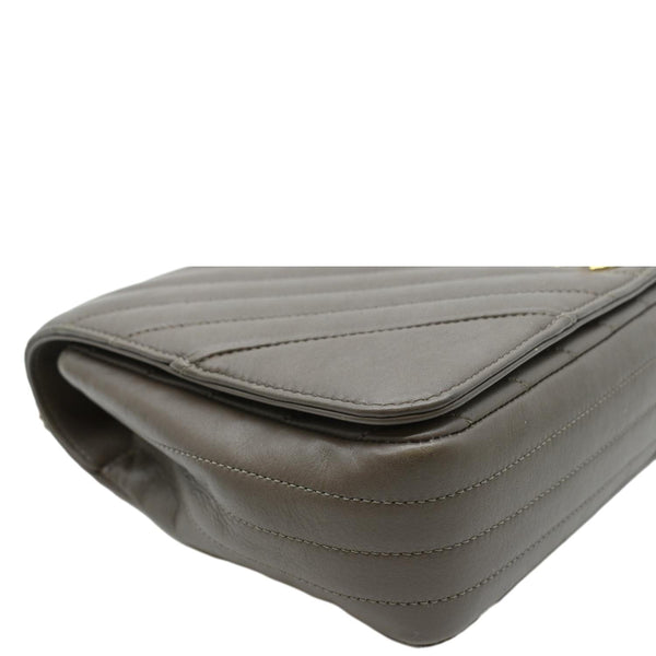 CHANEL Statement Medium Flap Quilted Chevron Crossbody Bag Khaki