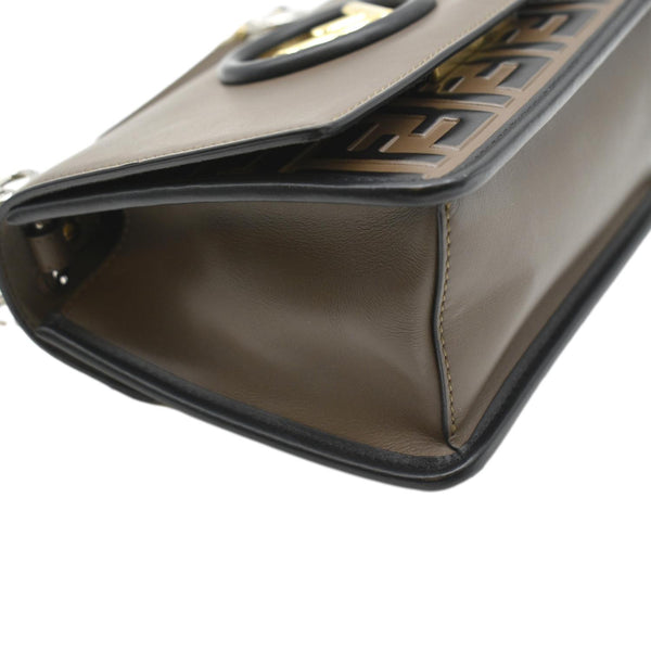 Fendi Kan I F Zucca Leather Shoulder Bag Brown - Bottom Left