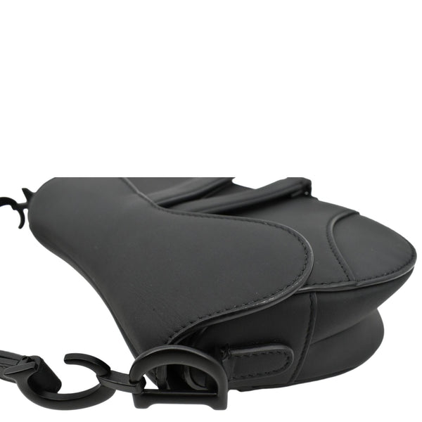 CHRISTIAN DIOR Saddle Calfskin Leather Satchel Bag Black