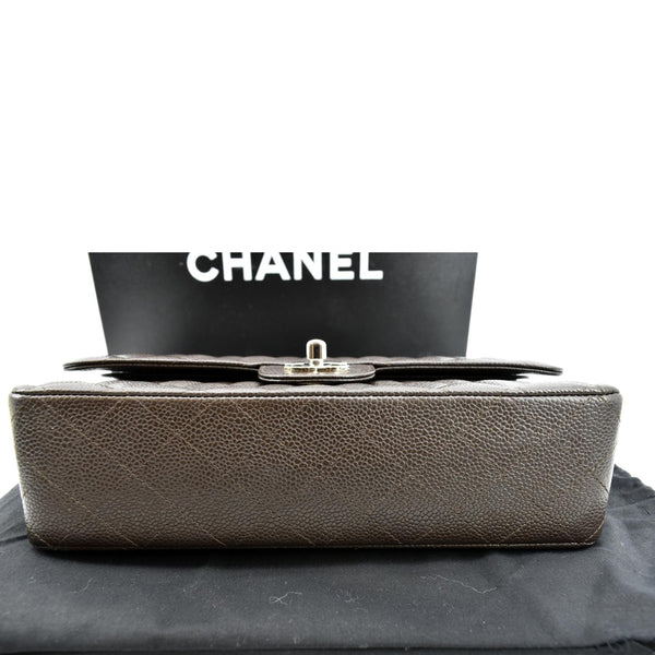 CHANEL Classic Medium Double Flap Caviar Leather Shoulder Bag Chocolate