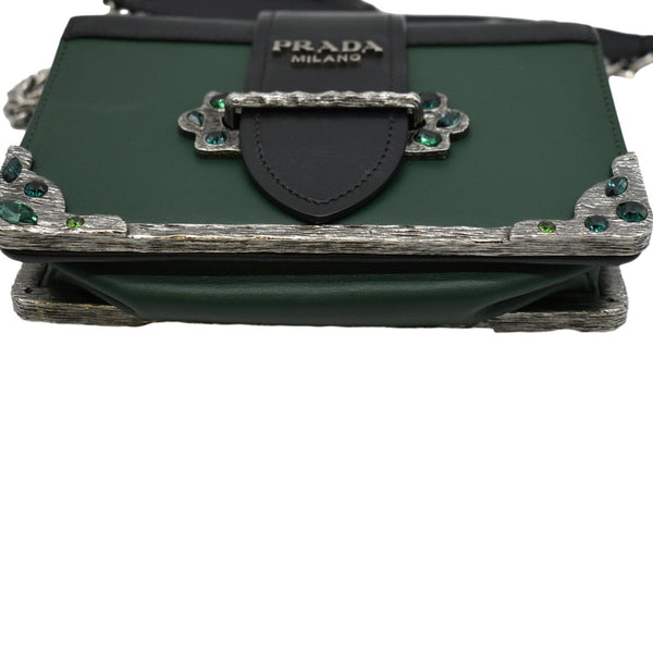 Prada Cahier Swarovski Crystals Leather Shoulder Bag - Bottom