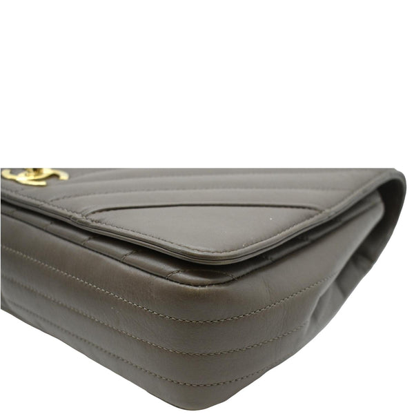 CHANEL Statement Medium Flap Quilted Chevron Crossbody Bag Khaki