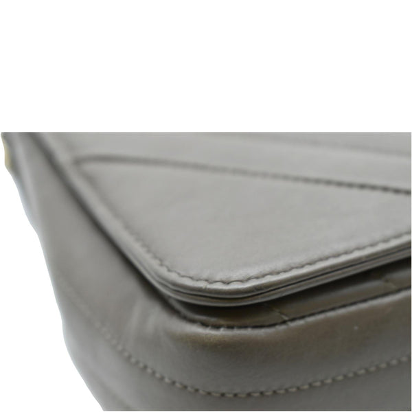 CHANEL Statement Medium Flap Quilted Chevron Crossbody Bag Khaki