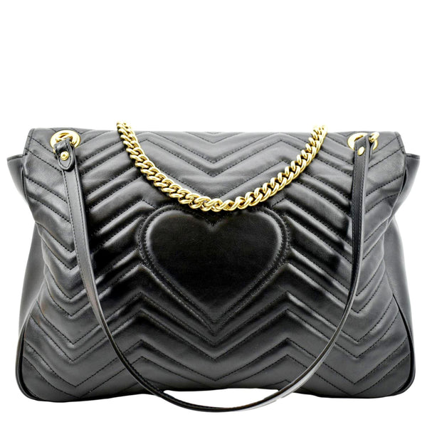 GUCCI GG Marmont Large Matelasse Leather Shoulder Bag Black 498090