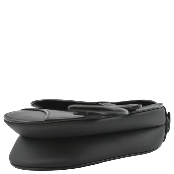 CHRISTIAN DIOR Saddle Calfskin Leather Satchel Bag Black