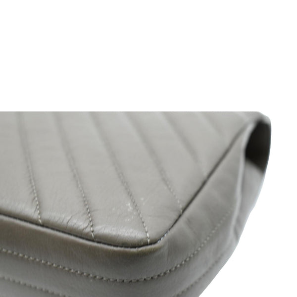 CHANEL Statement Medium Flap Quilted Chevron Crossbody Bag Khaki