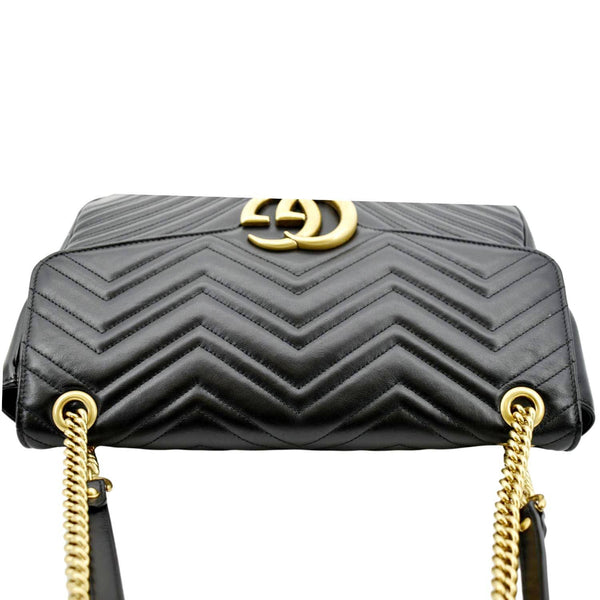 GUCCI GG Marmont Large Matelasse Leather Shoulder Bag Black 498090