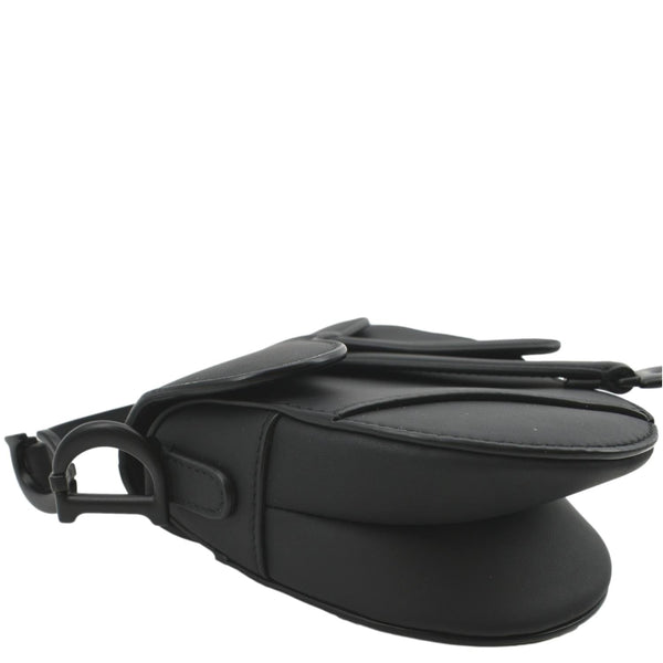 CHRISTIAN DIOR Saddle Calfskin Leather Satchel Bag Black