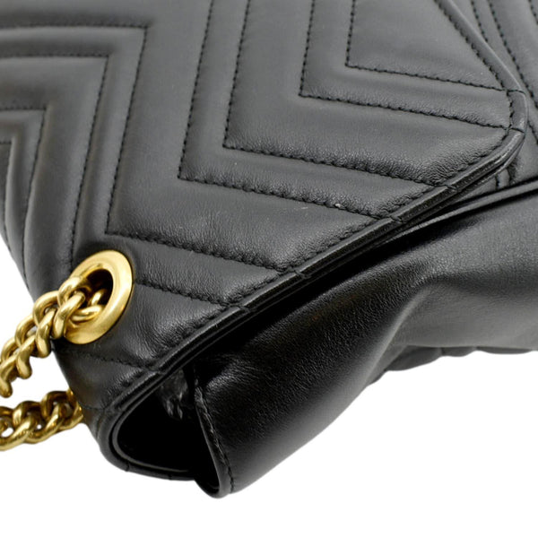 GUCCI GG Marmont Large Matelasse Leather Shoulder Bag Black 498090