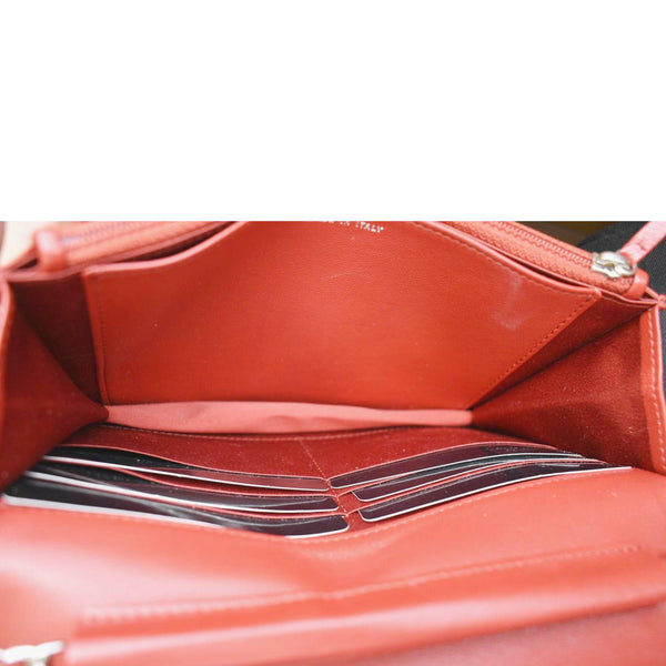 CHANEL Camellia Wallet On Chain Leather Woc Crossbody Bag Red