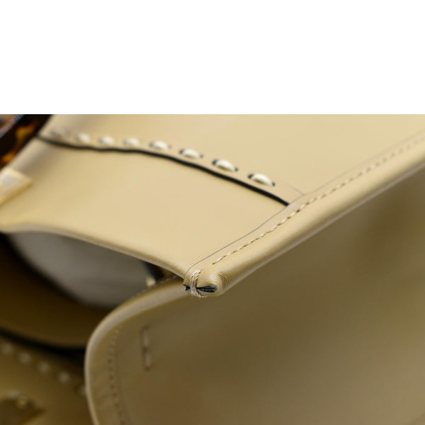 FENDI Sunshine Plexiglass Leather Shopper Tote Bag Tan