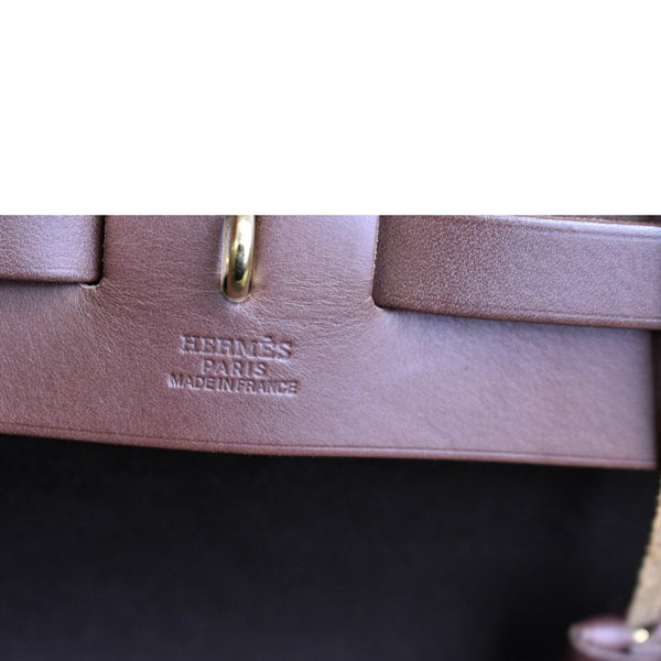 HERMES Herbag MM Canvas Leather Shoulder Bag Brown