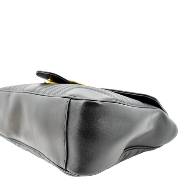 GUCCI GG Marmont Large Matelasse Leather Shoulder Bag Black 498090